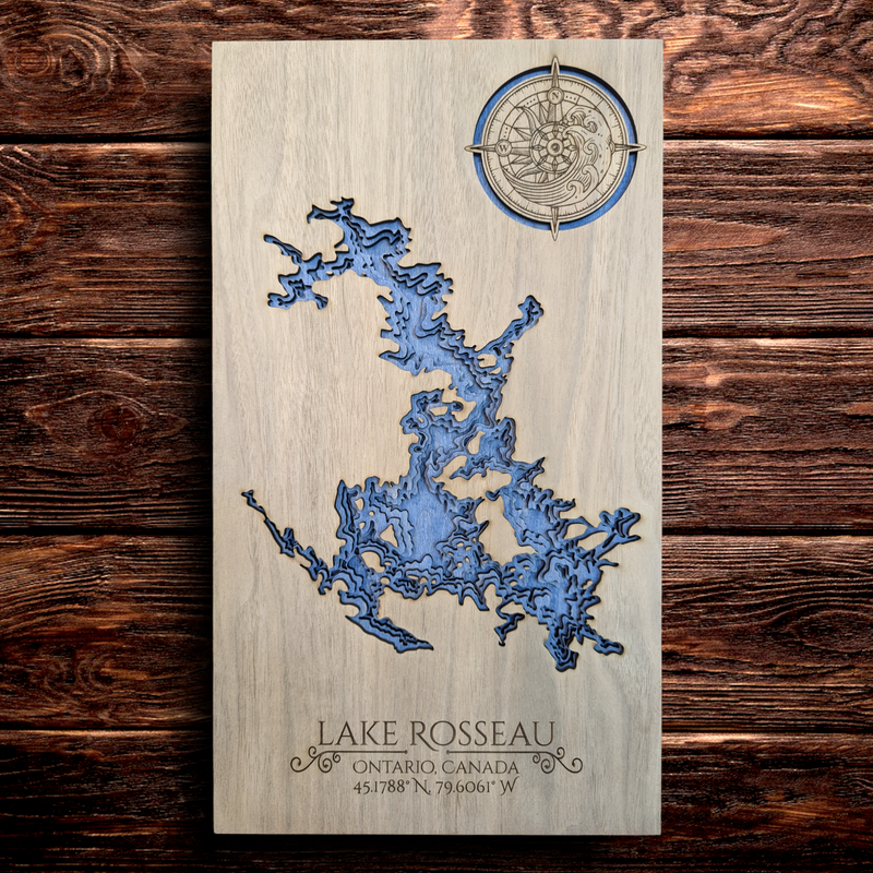 Custom Wood Lake Map Tray, Lake Art